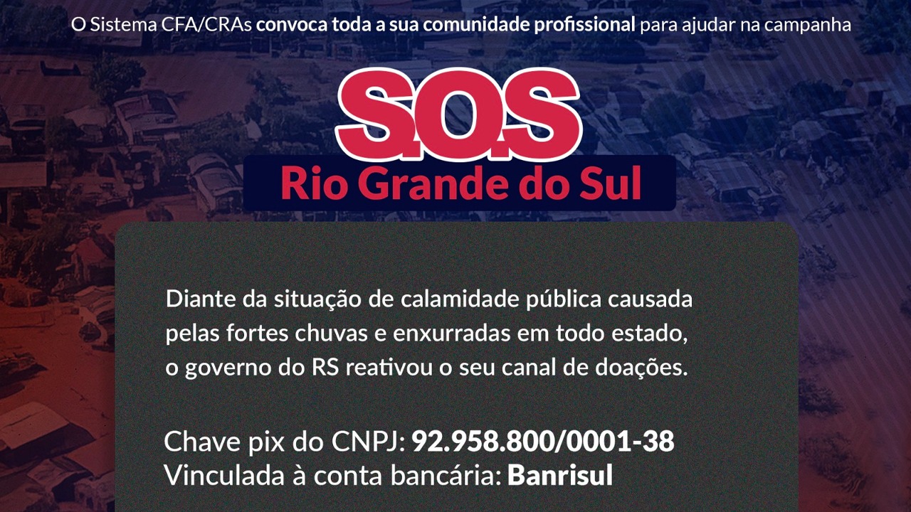 Read more about the article Sistema CFA/CRAs apoia campanha de S.O.S ao Rio Grande do Sul