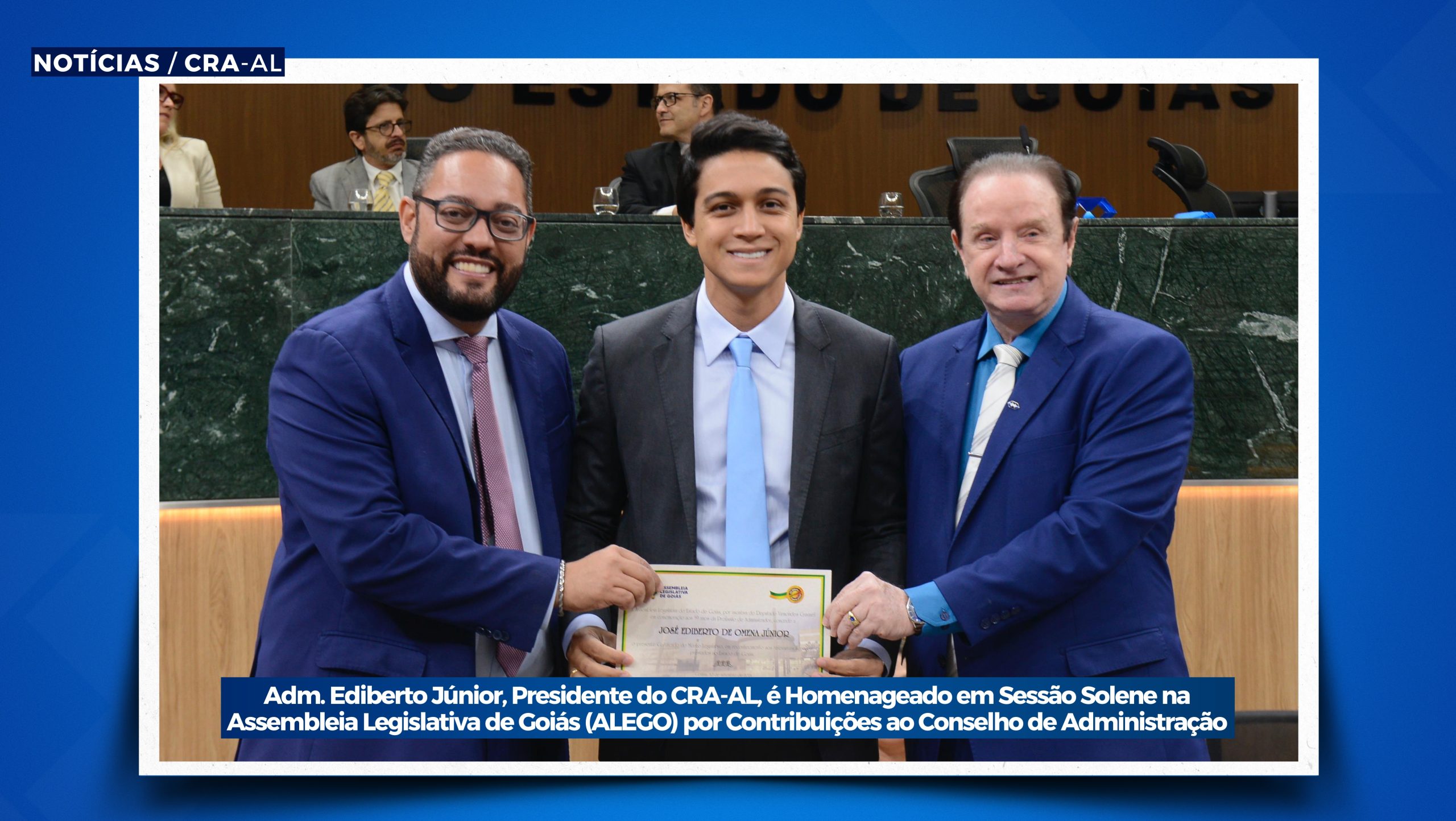 Leia mais sobre o artigo Adm. Ediberto Júnior, Presidente do CRA-AL, é Homenageado em Sessão Solene na Assembleia Legislativa de Goiás (ALEGO) por Contribuições ao Conselho de Administração