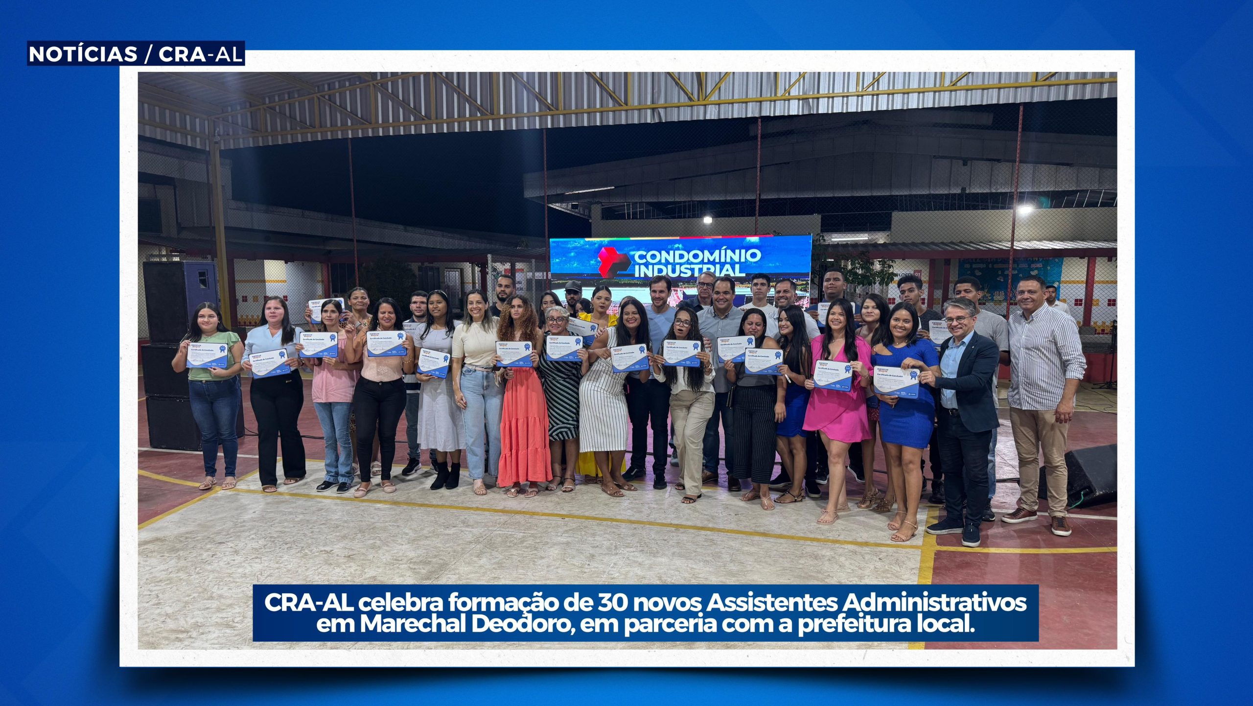 Você está visualizando atualmente CRA-AL celebra formação de 30 novos Assistentes Administrativos em Marechal Deodoro, em parceria com a prefeitura local