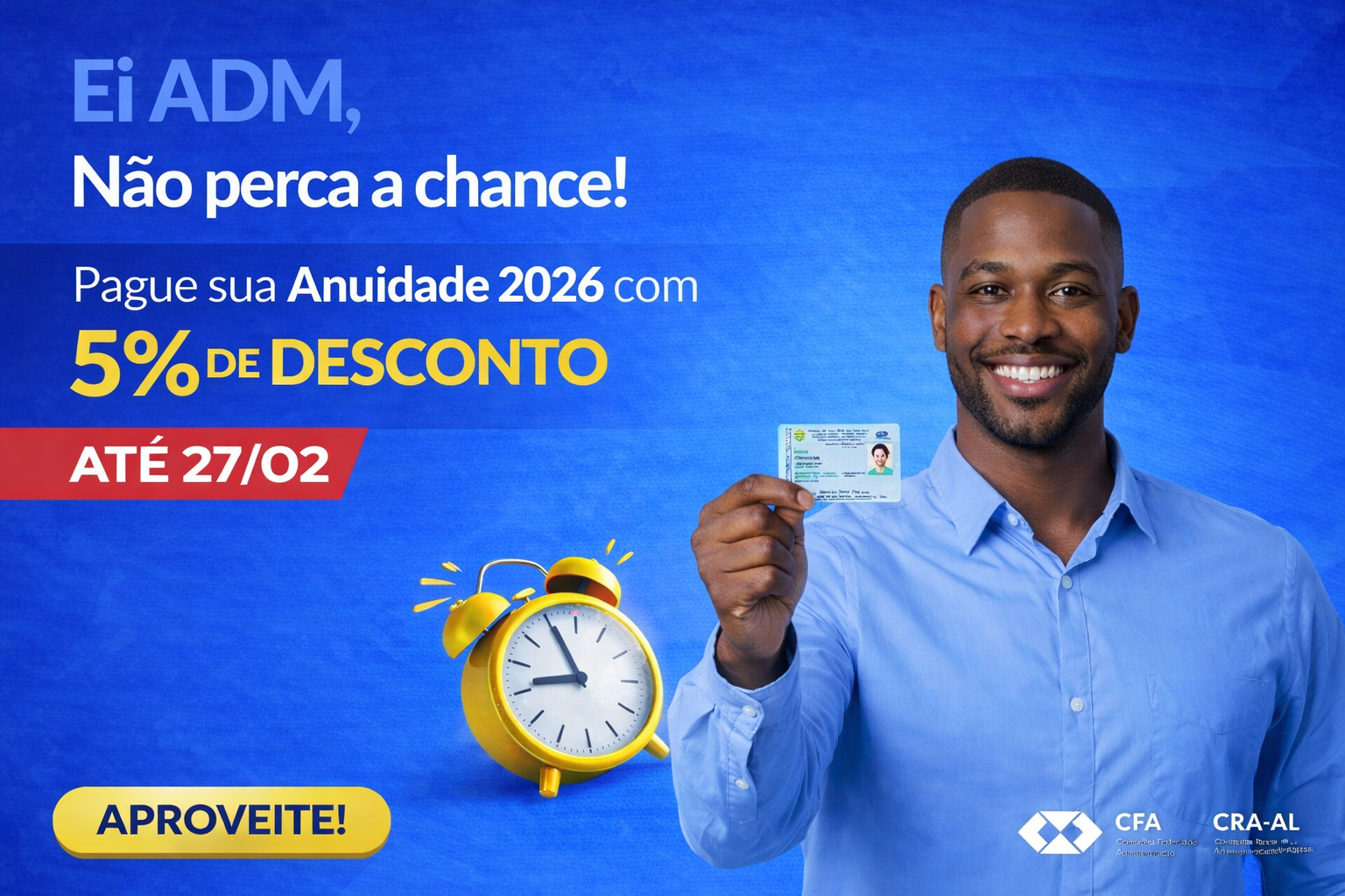 Você está visualizando atualmente Profissionais de Administração têm desconto especial para pagamento da Anuidade 2026 até 27 de fevereiro